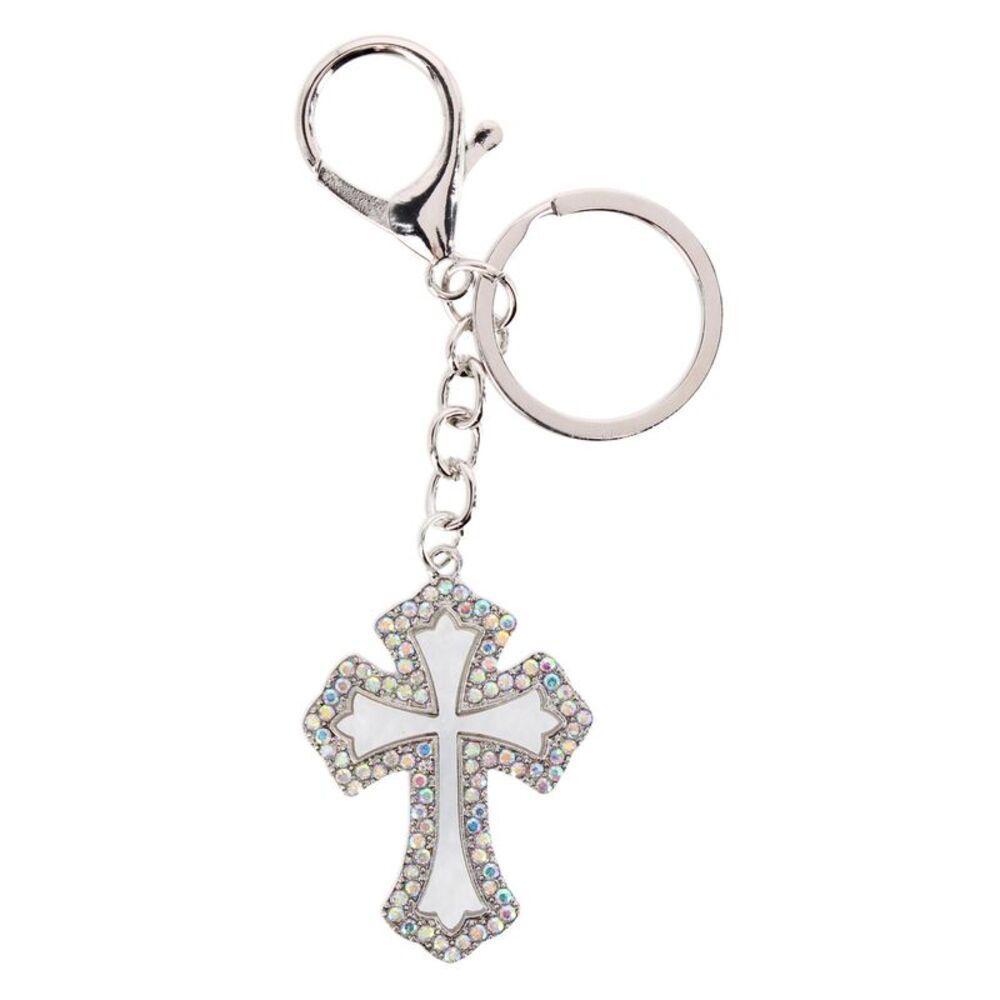 CTM Women's Rhinestone Embellished Cross Bag Charm & Key Chain